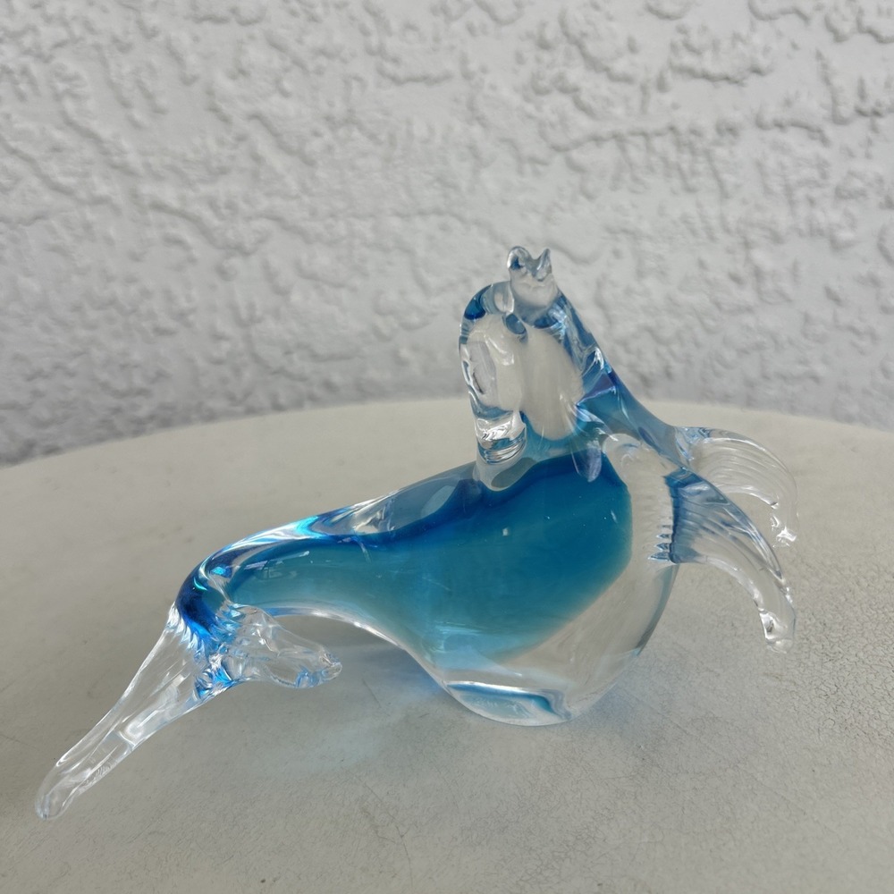Vtg Murano Blown Glass Seal Italy Italian Figurine Paper Weight Original Sticker